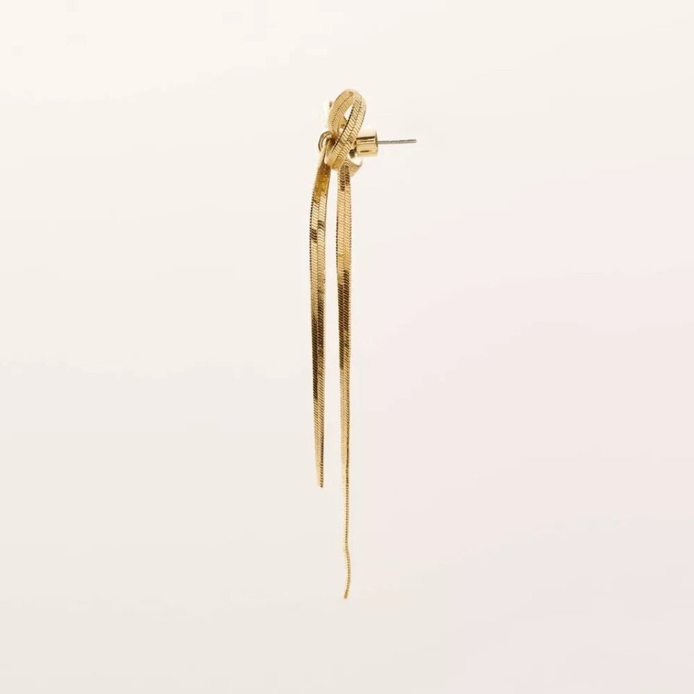 KATE SPADE‎ x TARGET Bow Linear Drop Stud Earrings Gold Toned Fairy Romantic - Picture 3 of 6